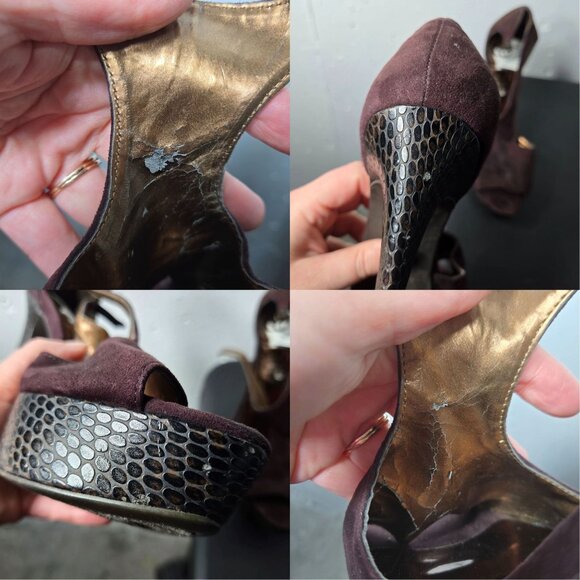 Carlos Womens Brown Platform High Heel Shoes Size 8 Date Formal Stiletto Neutral - Picture 2 of 9